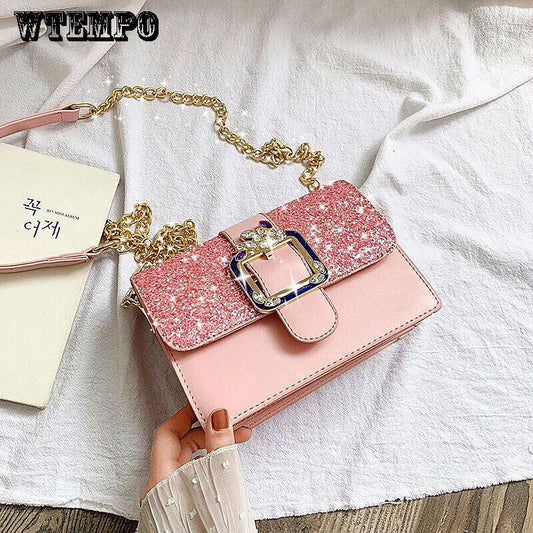 Fashion trend Messenger bag casual shopping street wild sequin chain shoulder bag handbag