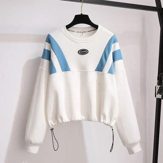 Fashion Oversized Women Harajuku Crewneck Sweatshirt Lettered Embroidery Printing Loose Korean Pullovers
