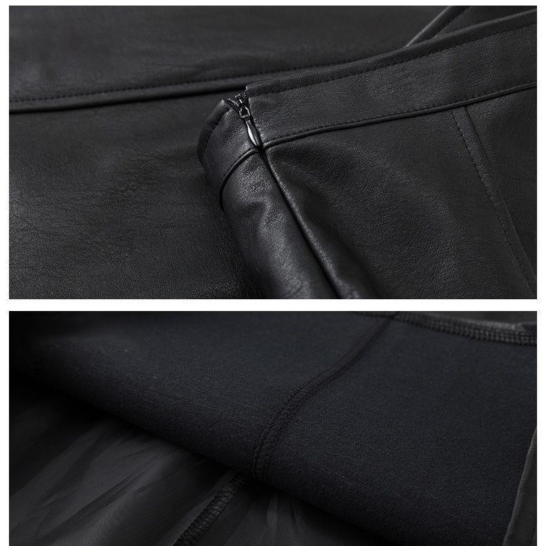 Women A-line Asymmetrical Hem Irregular Pencil Faux Leather Skirt High Waisted Saia Jupe Skirts