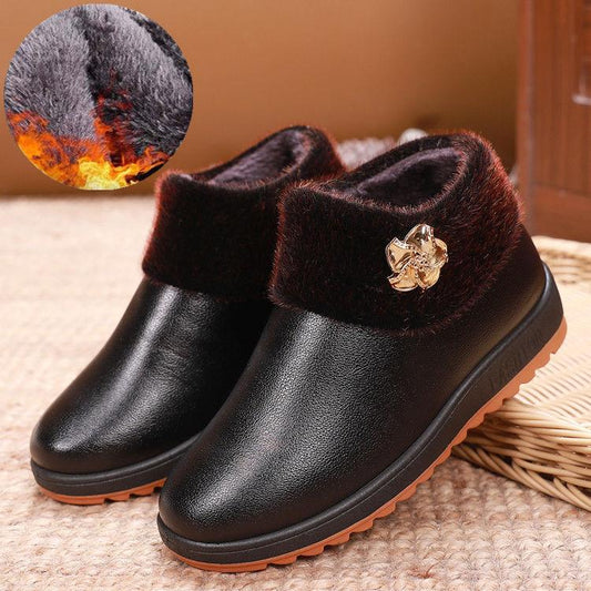 Winter Women's Cotton Shoes Warm Flat-soled Comfortable Shoes Thick-soled Waterproof Non-slip Shoes