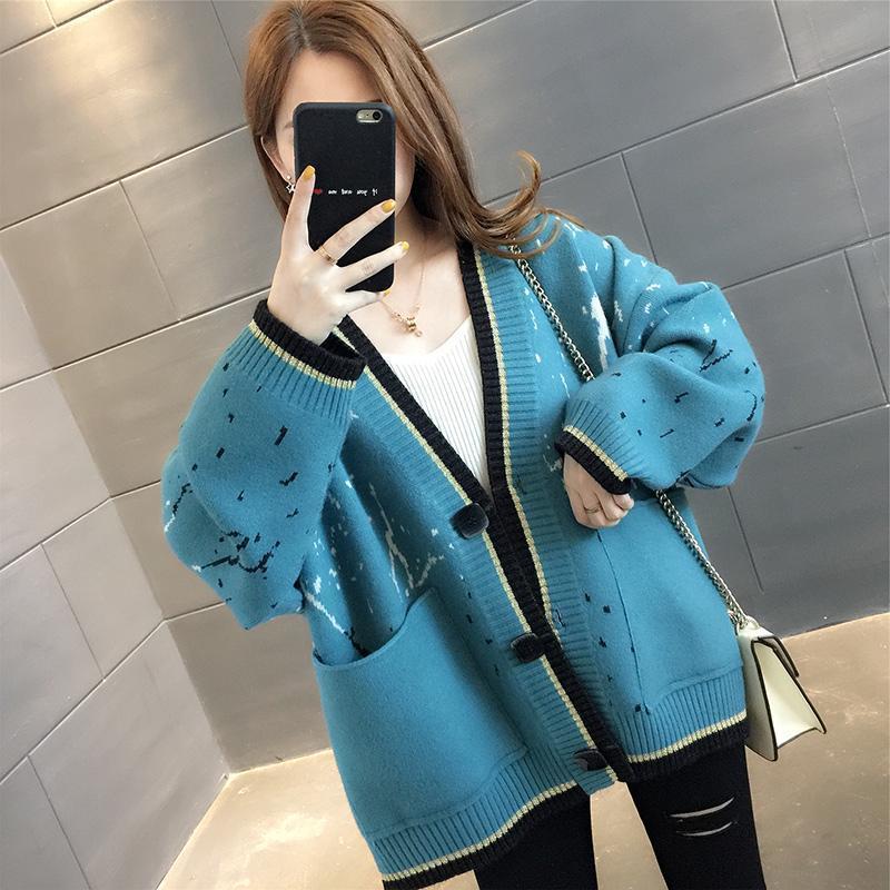 Autumn and Winter Loose Casual Sweater Cardigan Knitted Simple Coat Fashionable Women's Top