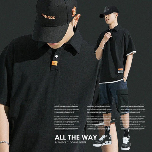 Short-sleeved Men's Shirt Summer Shirt with Collar Trend Loose Tide Brand Men's 100% Cotton