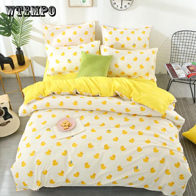 WTEMPO Soft Cotton Bedding Set Banana Leaf Duvet Cover Set Bed Linen King/Queen/Full/Double/Twin