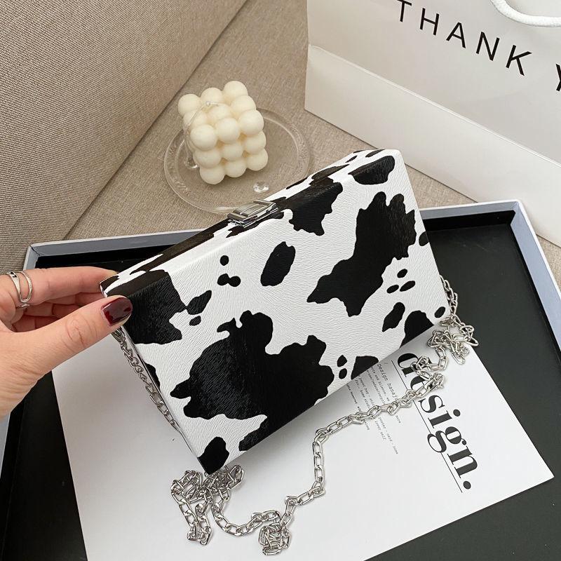 Women Box Bag Handbags Print Casual Clutch Purse Shoulder Crossbody Bags Animal Pattern Chain Bag Cuboid