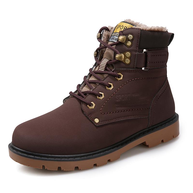 Men Fashion Casual Winter Martin Boots Lace-up Tooling Shoes Outdoor Plus Velvet Cotton Ankle Boots