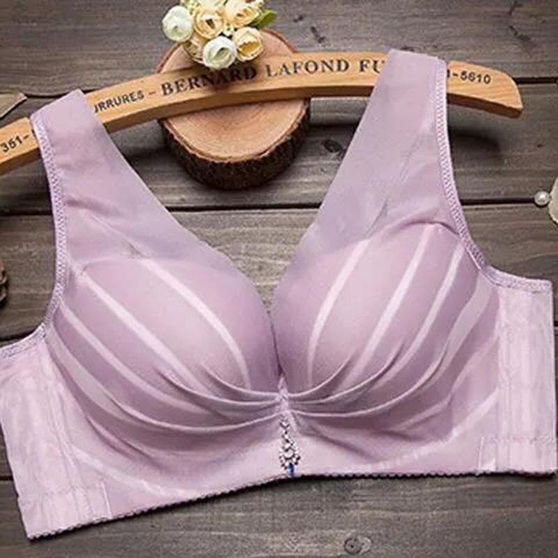 Women's Thin Non-wire Adjustable Breast Bra Gather-up Vest-style Underwear Fabric Lightweight Breathable Large-size Underwear
