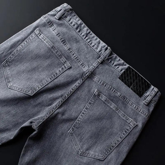 High Quality Men's Heavy Industry Washed Smoky Gray Jeans Men's Spring and Autumn Trousers