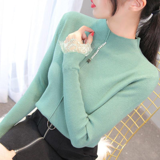 Autumn and Winter Turtleneck Top All-match Long-sleeved Knitted Bottoming Shirt Loose and Simple Women's Sweater