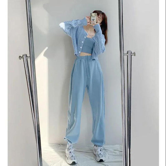 Drawstring Drawstring Pants Female Student Ins Harajuku Style High Waist Straight Casual Wide-leg Sports Harem Pants