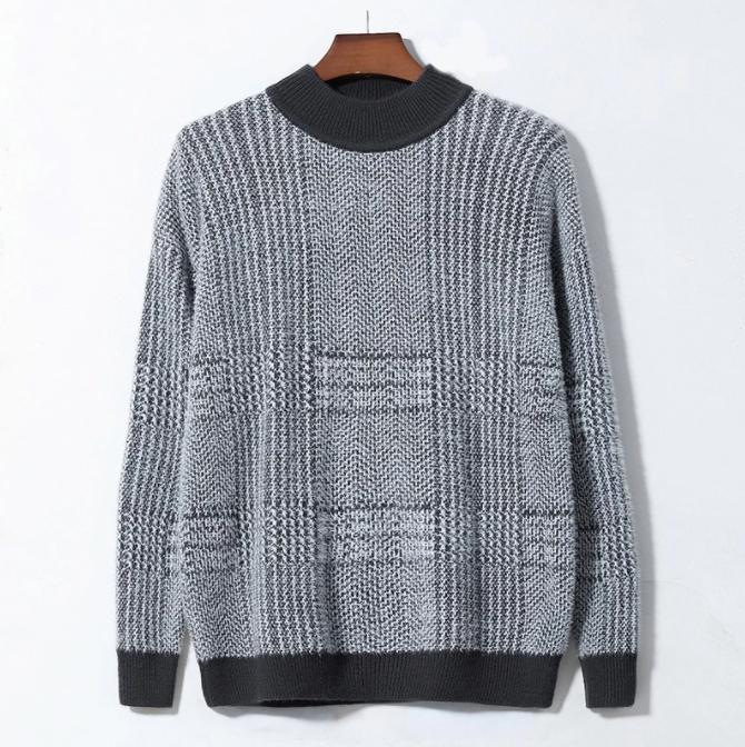 Autumn Sweater Men's Half High Collar Imitation Mink Wool Thick Warm Fashion Sweater Winter Korean Loose Personality