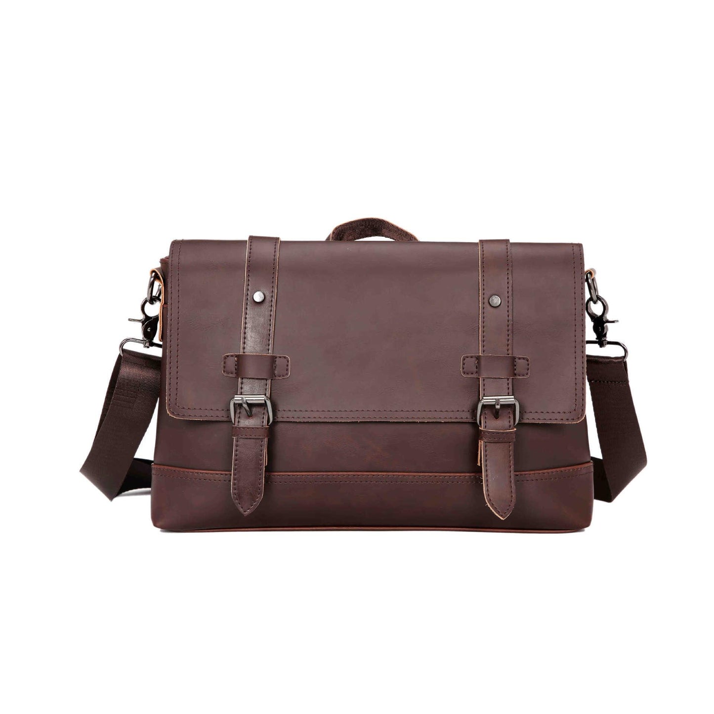 Business Briefcase Men Retro PU Leather Flip Cover Handbag Shoulder Diagonal Computer Bag