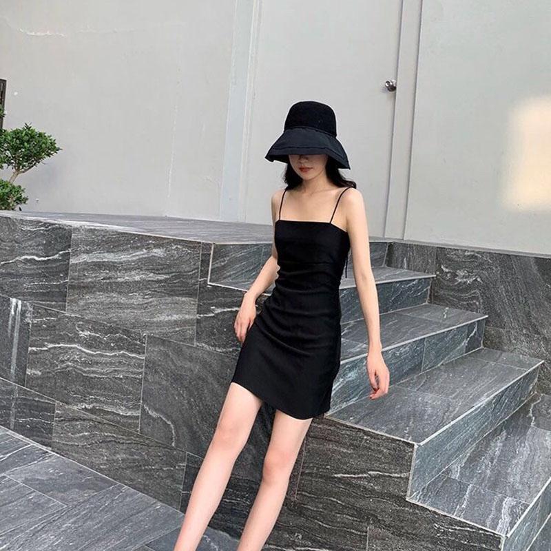 Black Suspender Skirt Dress Was Thin with A Little Black Dress Hepburn Style Skirt Female