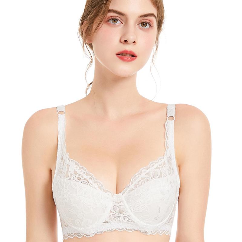 No Rims Plus Size Bra Thin Underwear Ladies Gather Lace Sexy Big Breasts Ultra-thin Sponge Bra