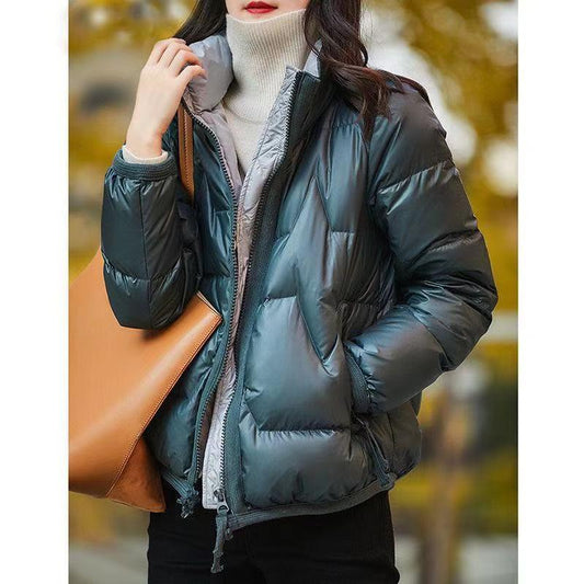 Down Padded Jacket Women Korean Style Loose Cotton-padded Jacket Women Short Bright Face Stand-up Collar Winter Coat Padded Jacket