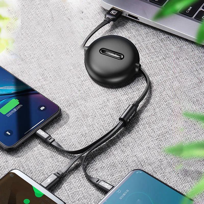 Three-in-one Data Cable USB Car Data Cable Android Apple Type-C Connector Electronic Device Charging Cable