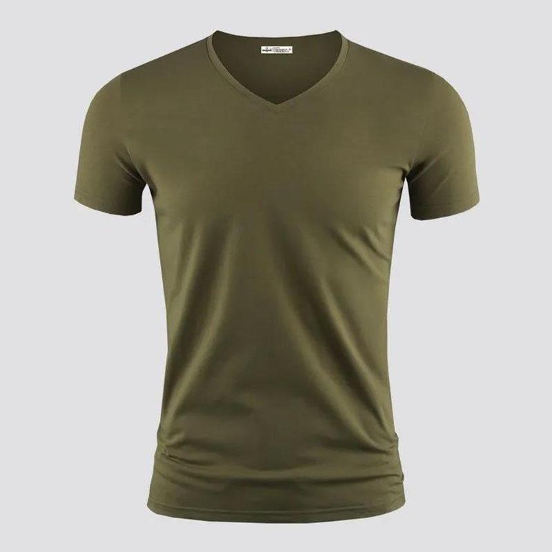 3pcs Modal T-shirt Slim Shirt Solid Color Casual Thin Tees V-Neck Short Sleeve Ice Silk Cool Pullover Men Clothing Summer