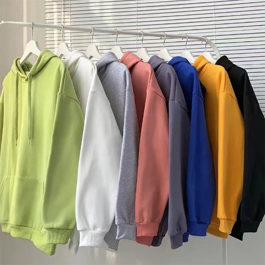 Hooded Sweater Men's Hooded Loose Wild Autumn and Winter Pullover Sweater Hong Kong Style Solid Color Plus Velvet Thick Knitwear Hoodie Sweatshirts