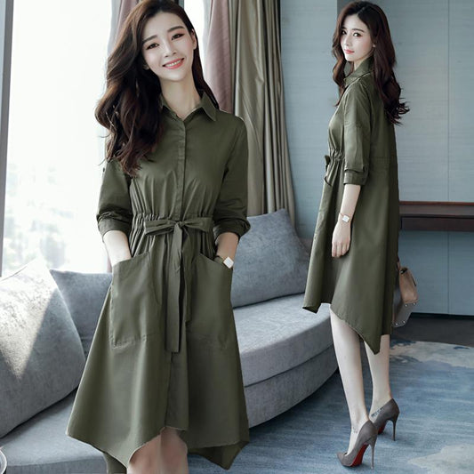 Autumn Female Coat Double Breasted Long Sleeve Jacket Loose Casual Windbreaker