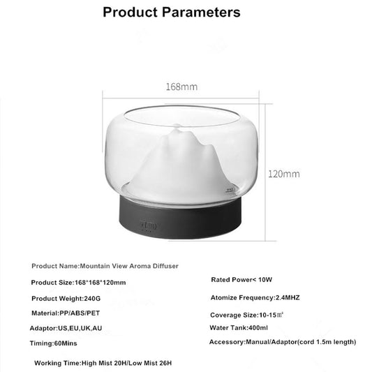 Free Aroma Diffuser 400ML Moutain View Essential Oil Aromatherapy Difusor With Warm and Color LED Lamp Humidificador