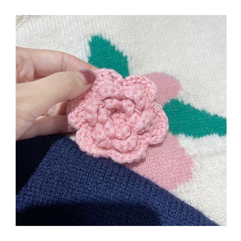 2021 New Autumn and Winter Embroidered Pullover Women's Sweater Fashion Loose Casual Three-dimensional Knitted Top