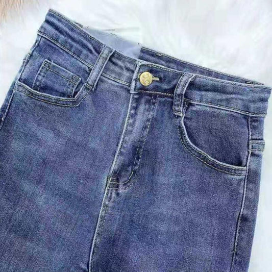 High-waisted Skinny Split Jeans Women's Spring Cropped Shorts All-match Straight-leg Hong Kong-style Pants