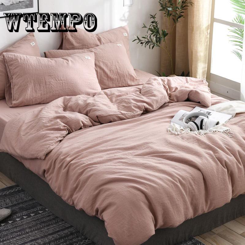 Bedding Set Classic Pure Color Bed Linen Comfortable Cotton Duvet Cover&pillowcase