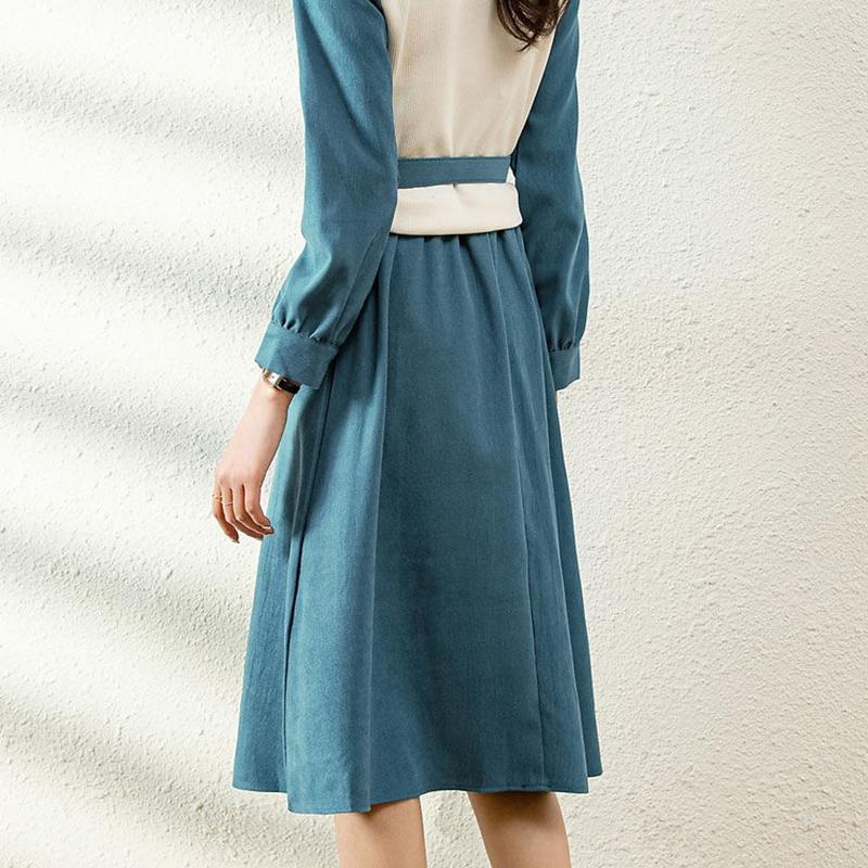 Waistband Fake Two-piece Temperament Dress In Autumn and Winter Waist Was Thinner Fashionable Dress for Age Reduction Women