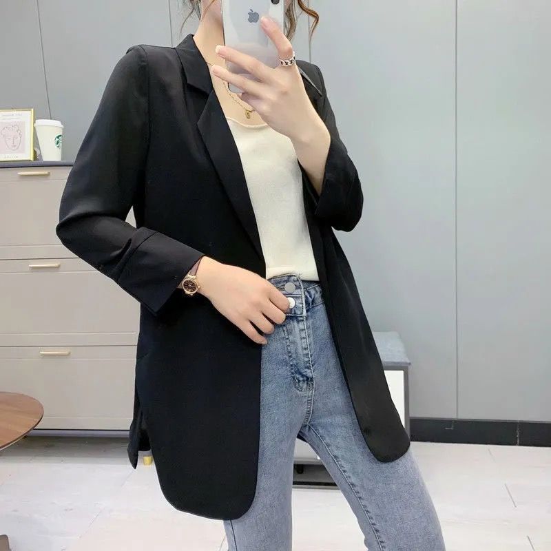 Elegant Blazer Women's Suit Jacket with Three-quarter Sleeves Temperament Chiffon Blouse with Sun Protection Thin Suit Thin Jacket
