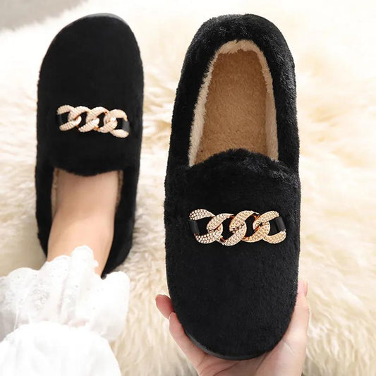 Women's Autumn and Winter Beanie Shoes Women's Warm Thick-soled Flat Outer Wear Fleece Padded Shoes