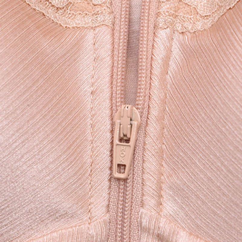 Lace Breathable Front Zipper Thin Bra No Steel Ring Comfortable Receiving Side Breasts Gathering Bra Full Cup Top Support Sports Sweat-absorbing Bra