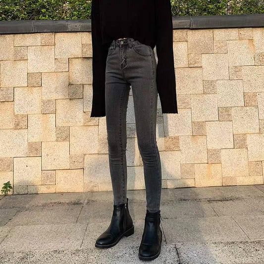 Zipper Skinny Casual Jeans Women Bottoms Streetwear Mid Waist Buttoned Denim Trousers