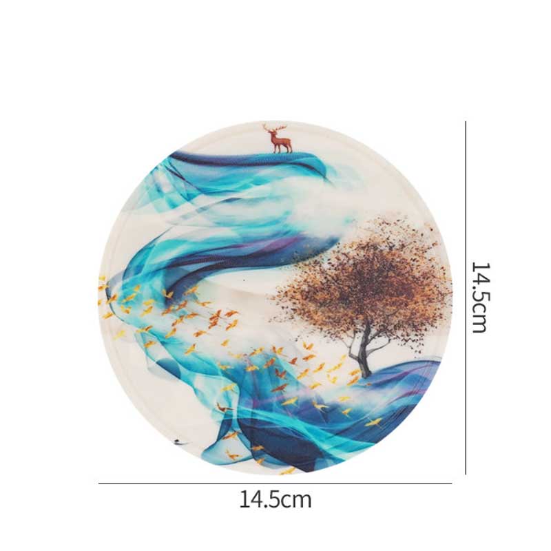 4pc PVC Rubber Coaster Anti-scalding Table Mat Kitchen Pot Mat Round Bowl Mat Dish Mat Non-slip