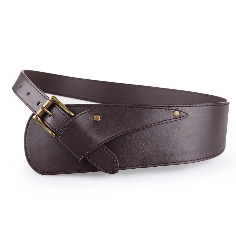 Women's Oblique Irregular Waist Sweater Skirt Wide Belt Girdle Girls Decorative Belt Black Belt