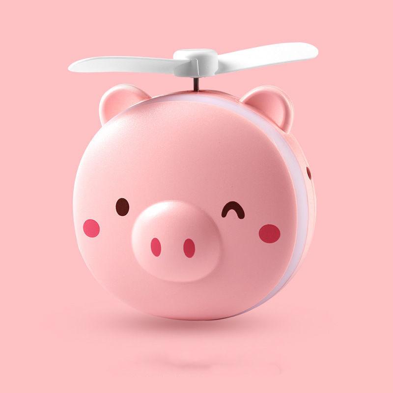 Cute pig USB Rechargeable LED Makeup Mirror Folding Light Convenient Small Mirror Beauty Makeup Ladies Portable Mirror