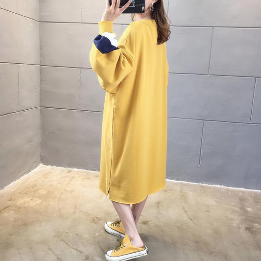 Large Size Mid-length Women's Sweater Autumn and Winter Fashion Trend with Letters Solid Color Women's Jacket