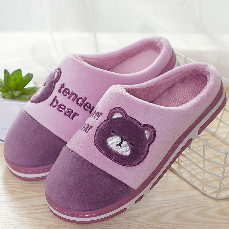 Winter Couple Thickened Non-slip Slippers Warm Indoor Cotton Slippers