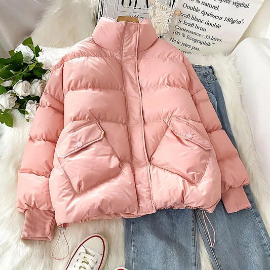 Plus Size Women's Winter Hong Kong Style Cotton Jacket Female Students Korean Cotton Jacket