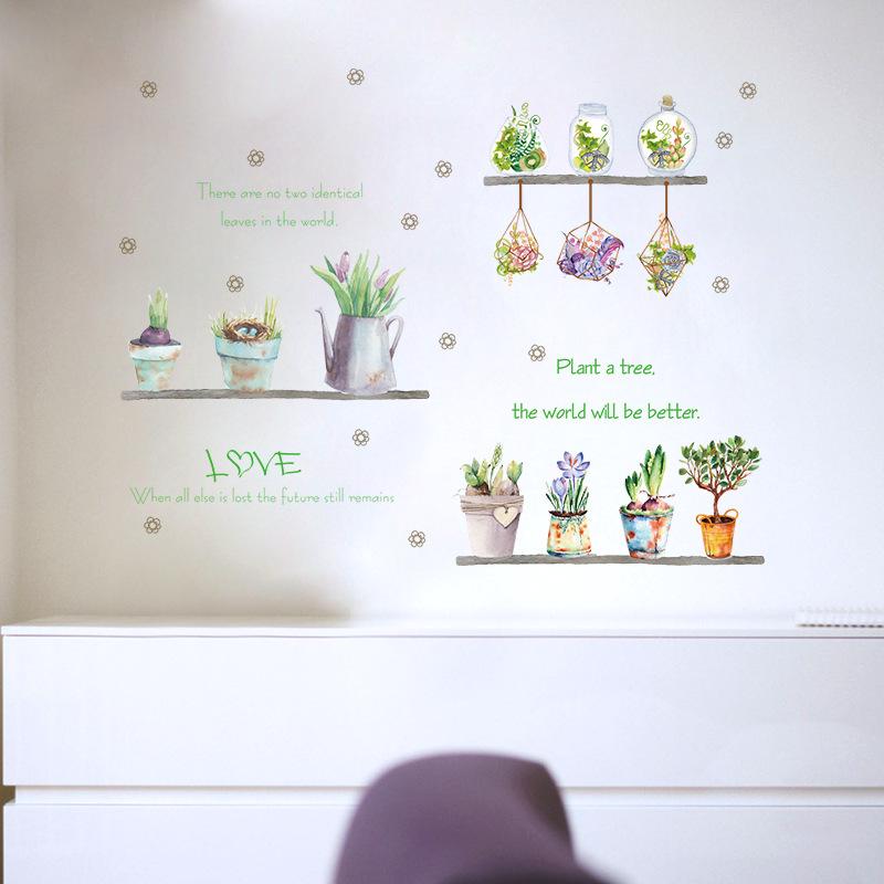 Potted bedroom cabinet window sill living room porch TV background wall sticker PVC