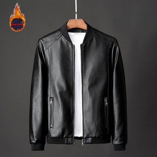 M-8XL Winter and Autumn Men's PU Plus Size Jackets Daily Casual Motorcycle Jackets Men's Solid Color Leather Jackets