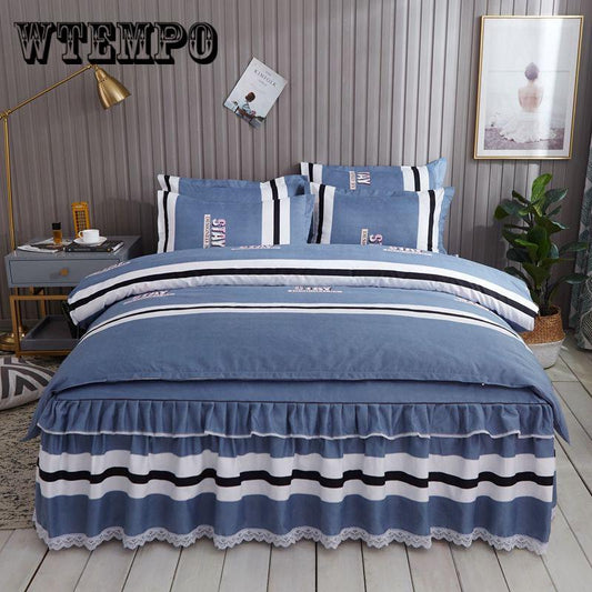 Cotton Bed Linen Lace Bedding Set Luxury Embroidery Bed Sheet Set Bedding Set Queen/king Size