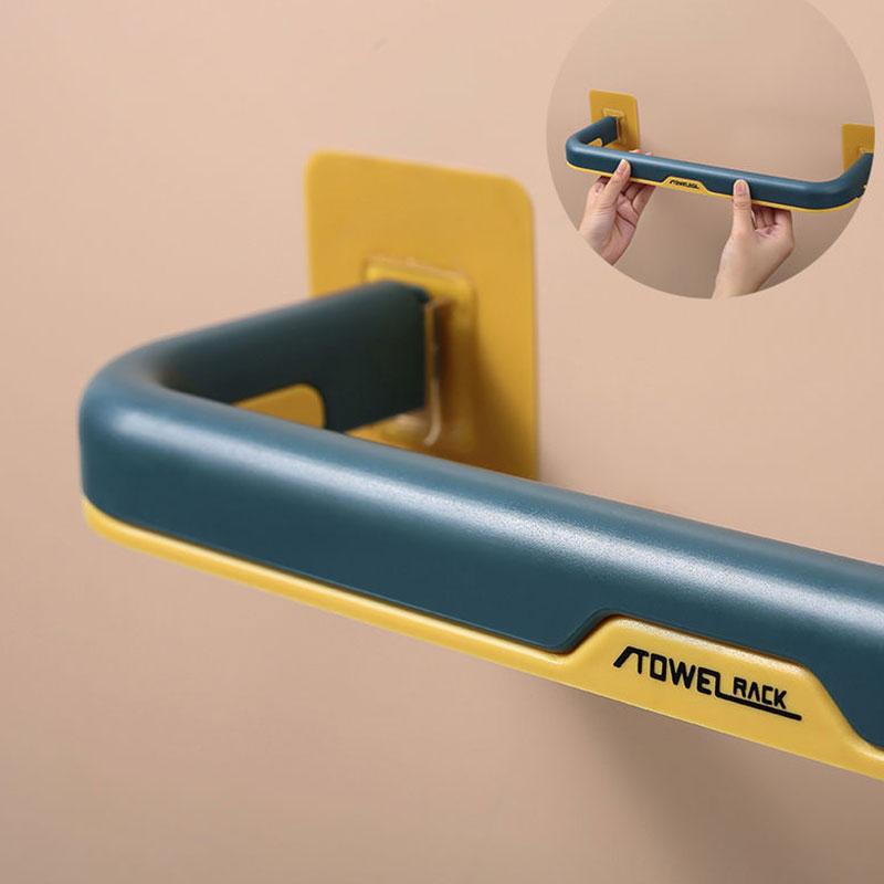 Folding Towel Rack Free Punching Bathroom Toilet Towel Rack Double Towel Bar Hook Kitchen Toilet Wall Hanging Rack Top Home Organization