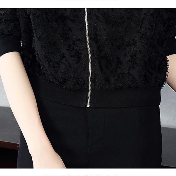 Long Sleeve Jacket Summer Women's Loose Jacket Casual Sunscreen Thin Print Transparent Flocked Baseball Uniform