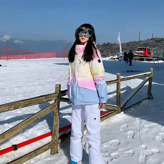 Ski Suit Women's Suit Snowboard Double-board Ski Pants Winter Outdoor Windproof Warmth Thickened Ski Suit Sports Suit Waterproof Jackets