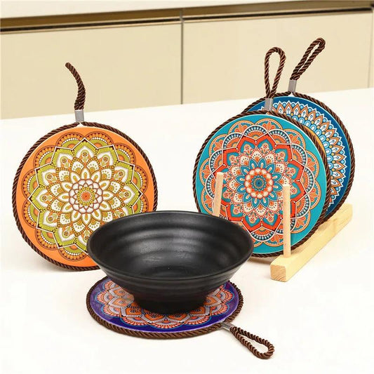 2 Pieces of Ceramic Plate Mats Simple Style Chinese Bowl Mats Home Table Anti-scalding Pot Mats
