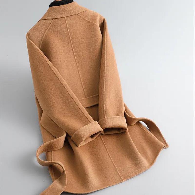 Woolen Coat Women's Autumn and Winter Double-sided Woolen Thickened Slim Slim Mid-length Coat