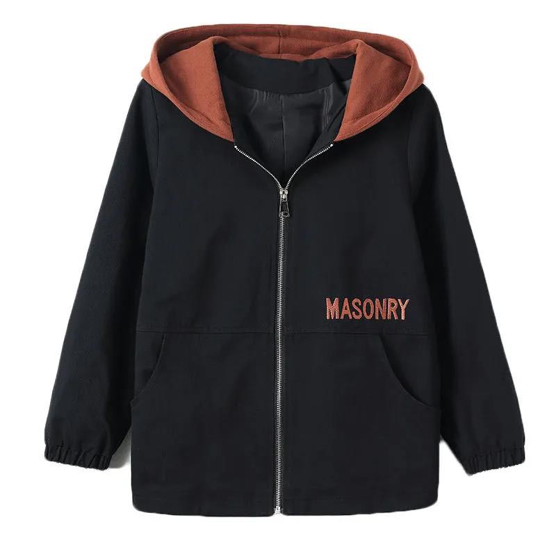Spring Plus Size Coat Women's Short Windbreaker Loose Fashion Casual All-match Hooded Top Jacket