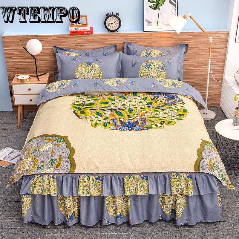 Cotton Bed Skirt Mattress Cover Petticoat Twin Queen Bed Skirts Bedspread bedding sets