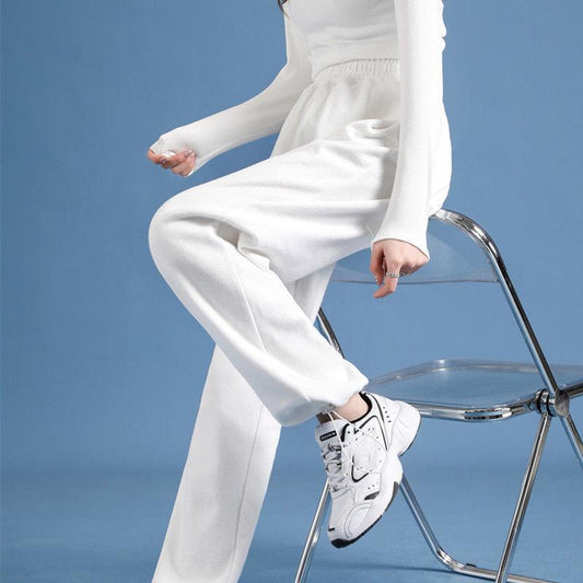 Gray Sweatpants Women's Spring and Autumn Loose-fitting Wide-leg Pants Women's Straight Casual Thin Ins Tide White Pants