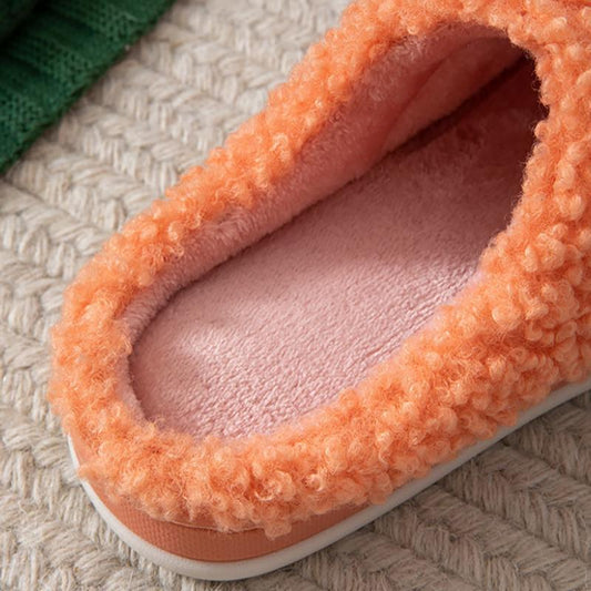 Furry Cotton Slippers In Autumn and Winter Casual Warm Flat Shoes Fashionable Daily Slippers