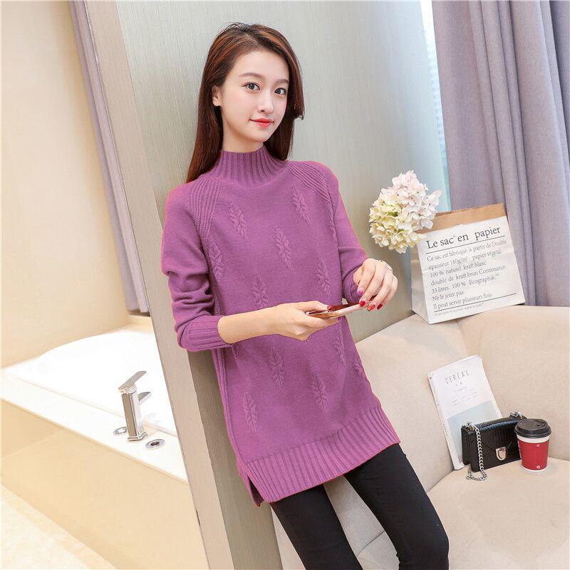 Autumn and Winter Sweater Mid-length Loose Padded Bottoming Shirt Half High Neck Large Size Fashionable Women's Jacket